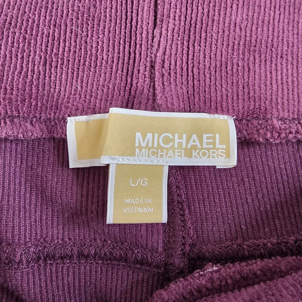 NWT Michael Kors Straight Ankle Pull-On Women L Cordovan Corduroy burgundy soft